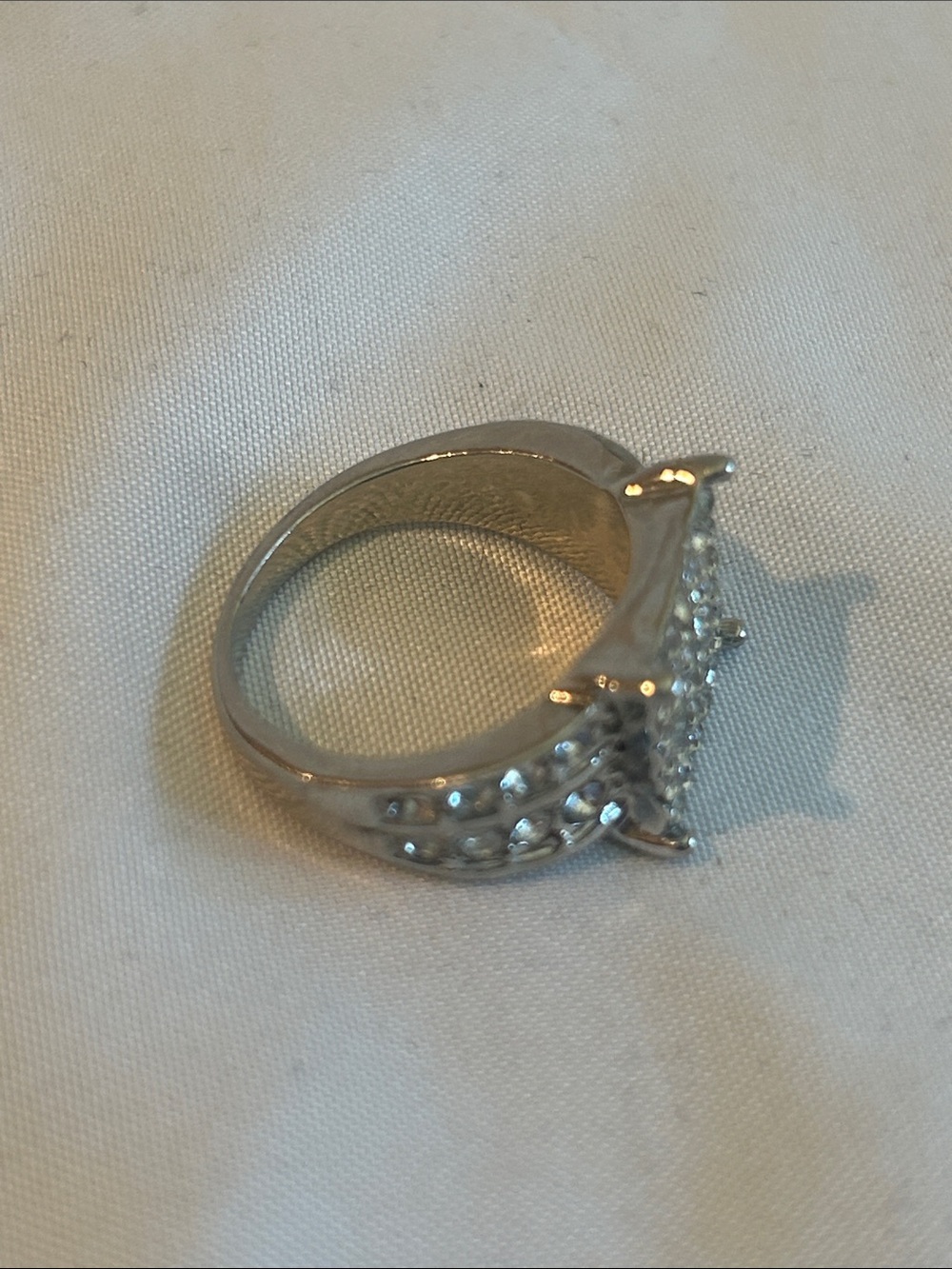Silver-Tone Pave Crystal Statement Ring - Silver - Picture 3 of 6